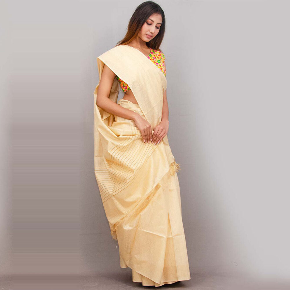 Baige Silk Zari Party Wear Saree - Image 2