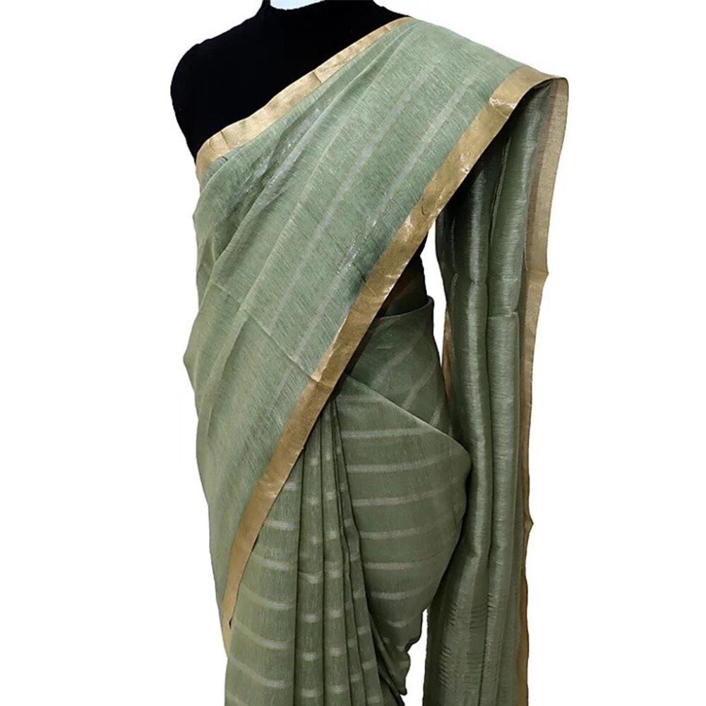 Fern Summer Stripe Saree - Image 4