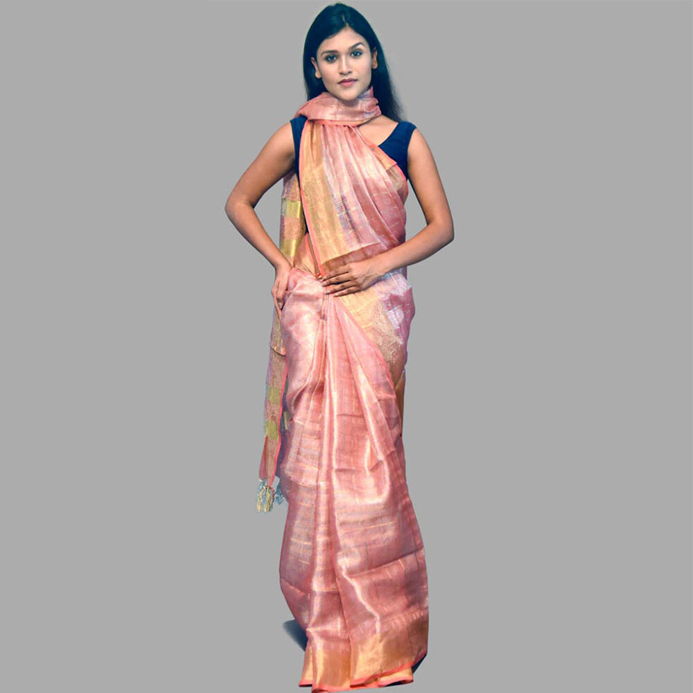 Handloom Linen Silk Zari Saree