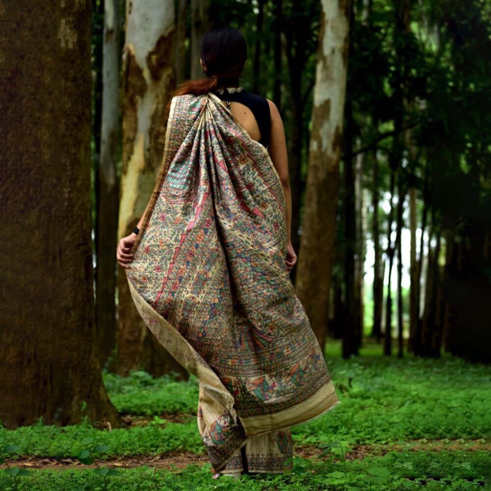 Handloom Silk Madhubani Saree - Image 2