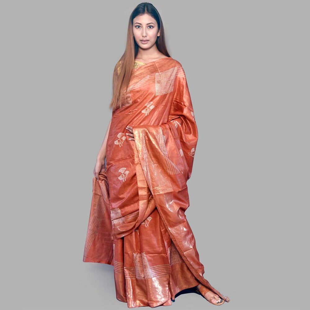 Handloom Silk Tribal Print Saree - Image 2