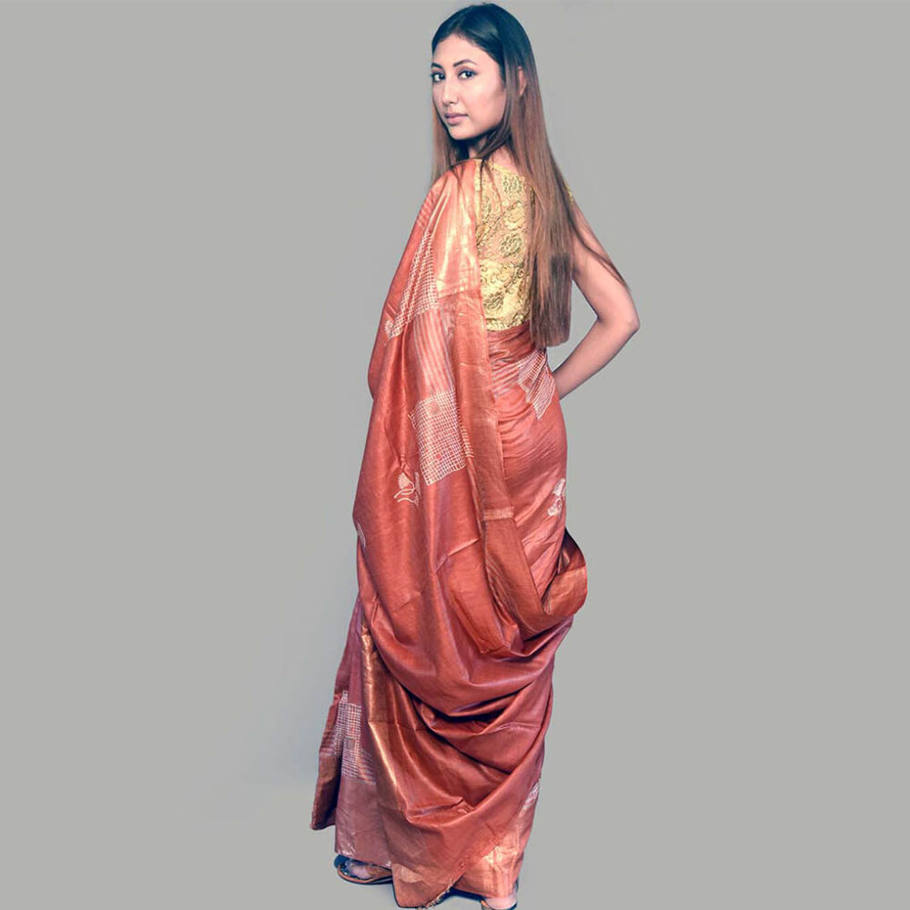 Handloom Silk Tribal Print Saree - Image 5