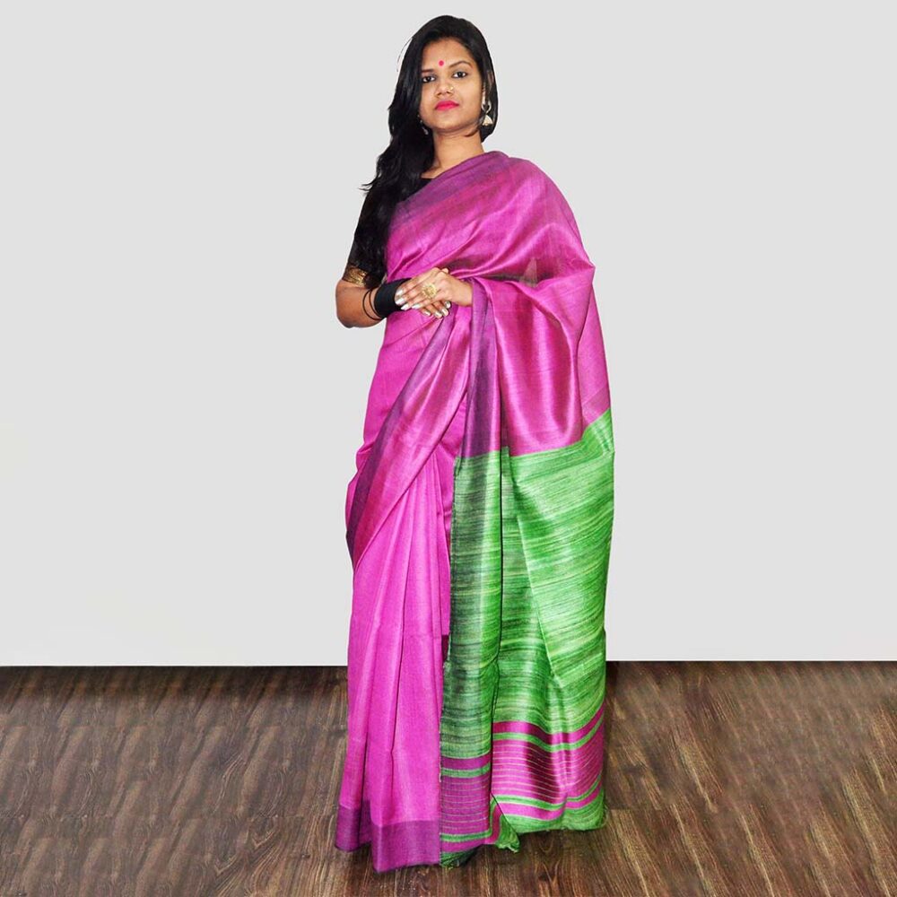 Handloom Colour Blocked Silk Saree