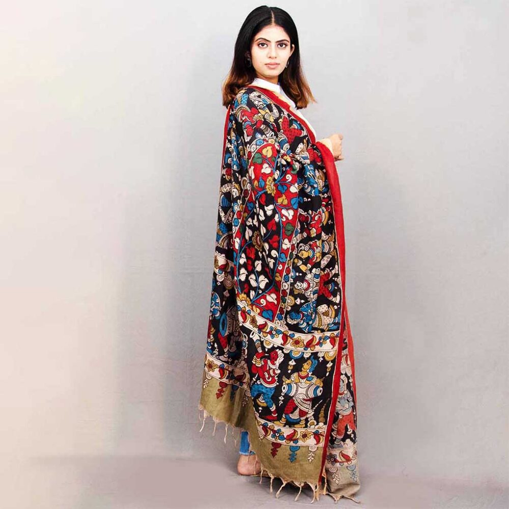Kalamari Silk Human Motif Dupatta - Image 2