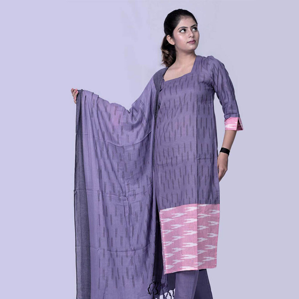 Handloom Mix Match Navy Kurti