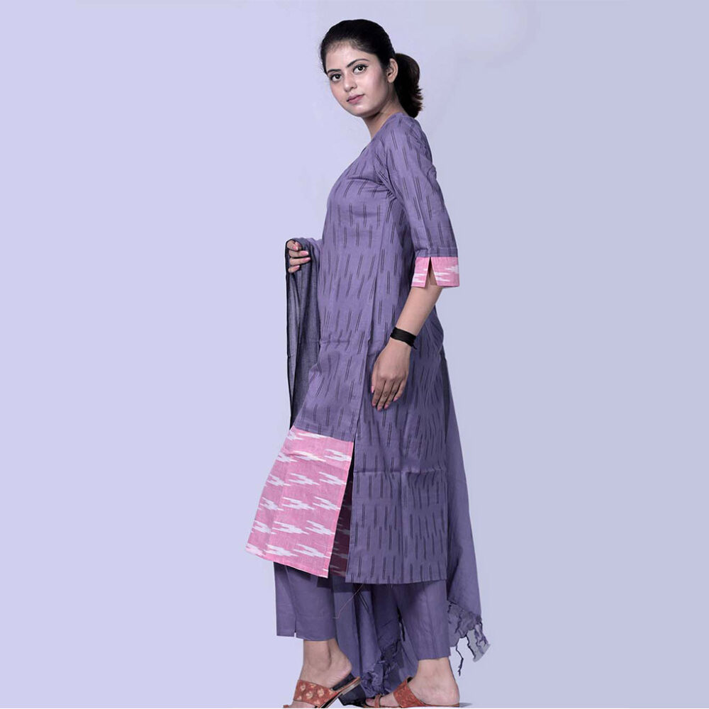 Handloom Mix Match Navy Kurti - Image 3