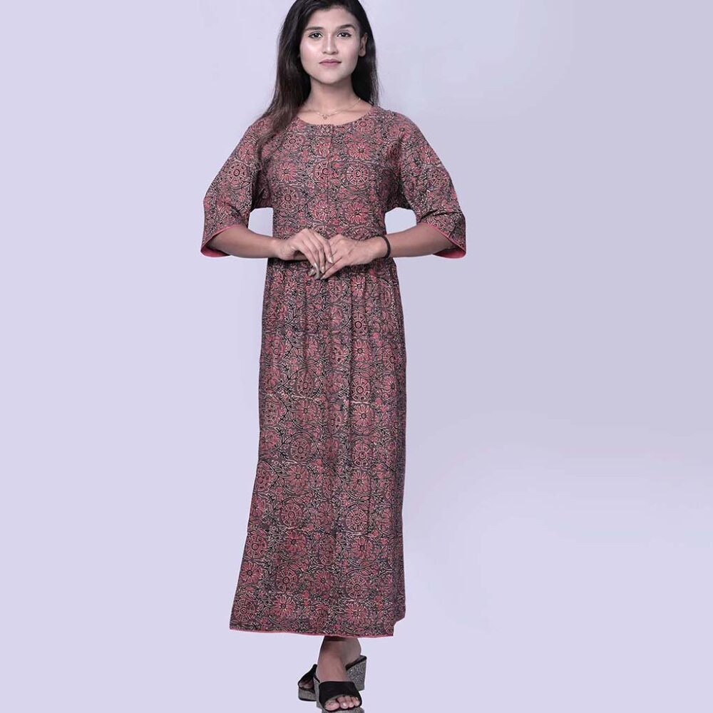 Block Printed Floral Dress - Image 4