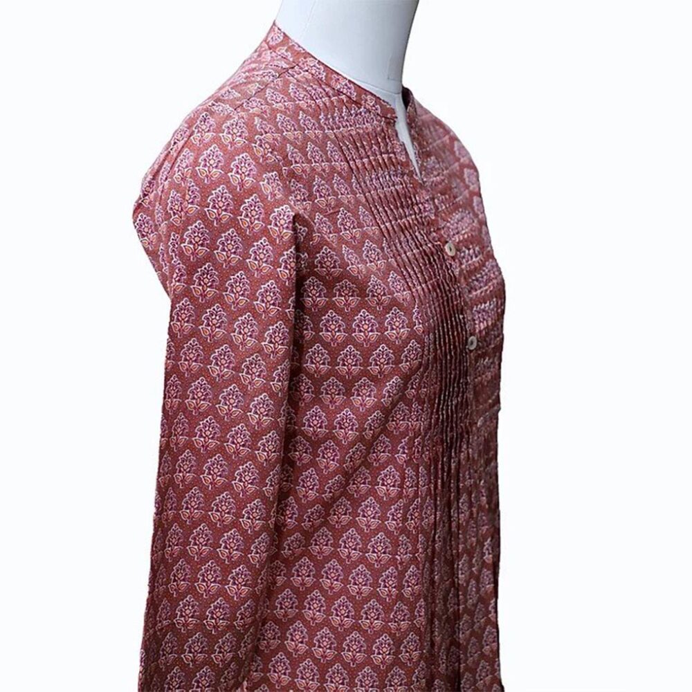Pleated Printed Top-Terracotta - Image 4