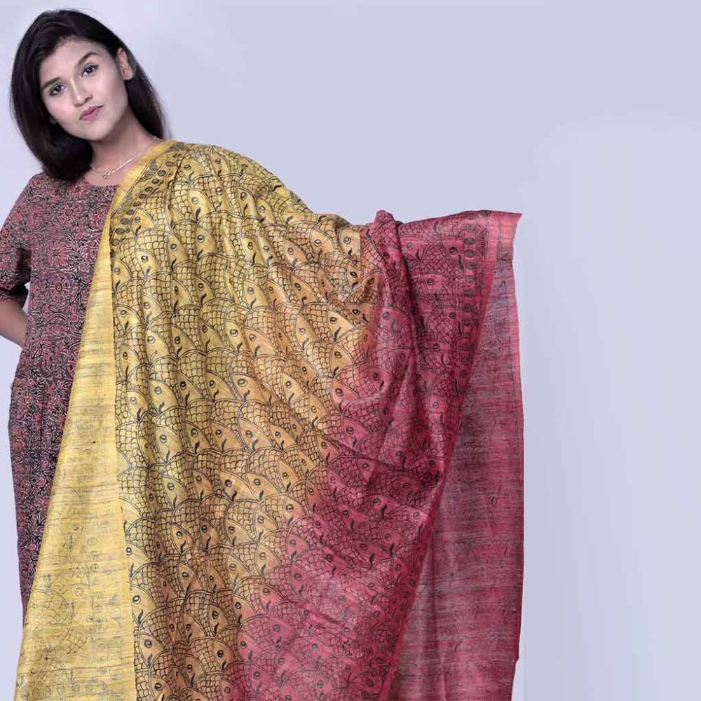 Madhubani Silk Ombre Dupatta - Image 4