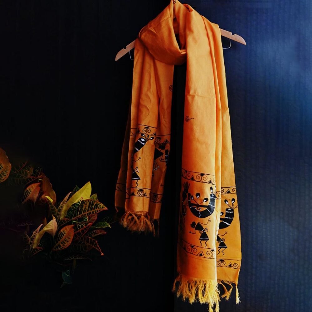 Handloom Silk Warli Yellow Dupatta