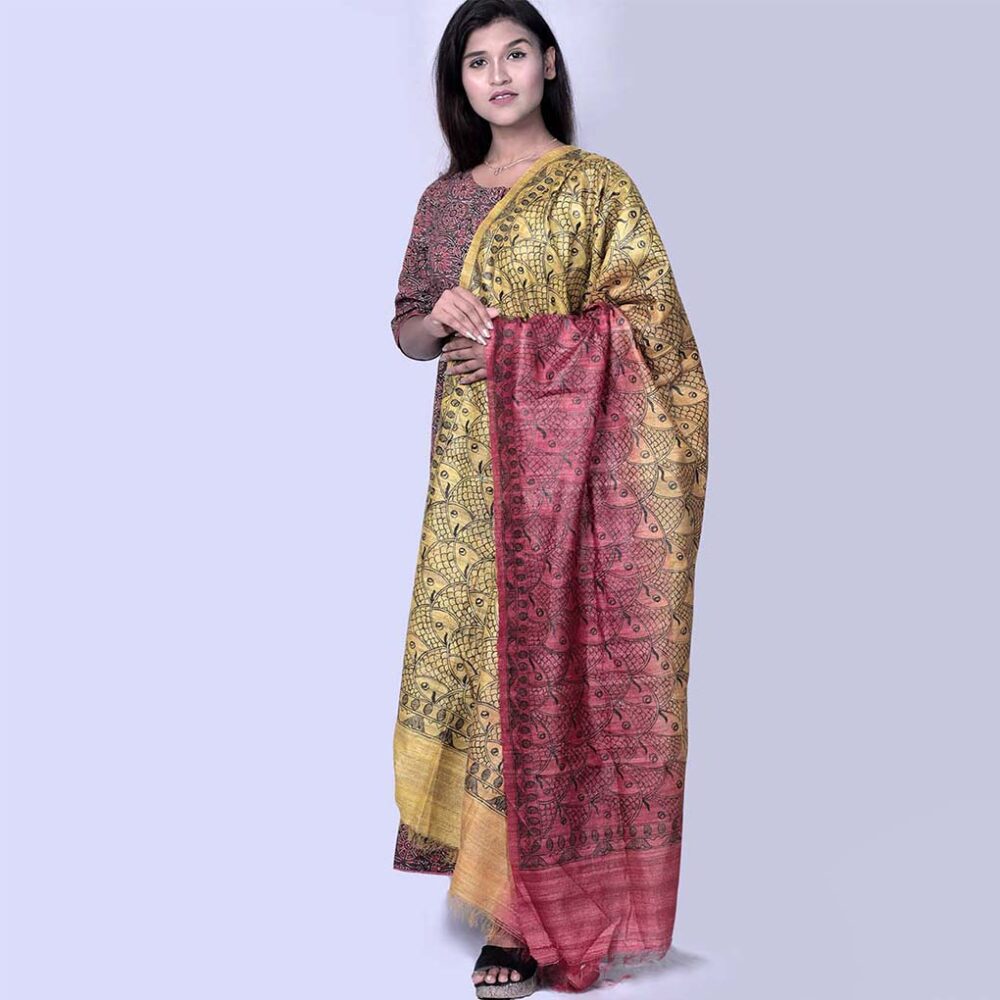 Madhubani Silk Ombre Dupatta - Image 2