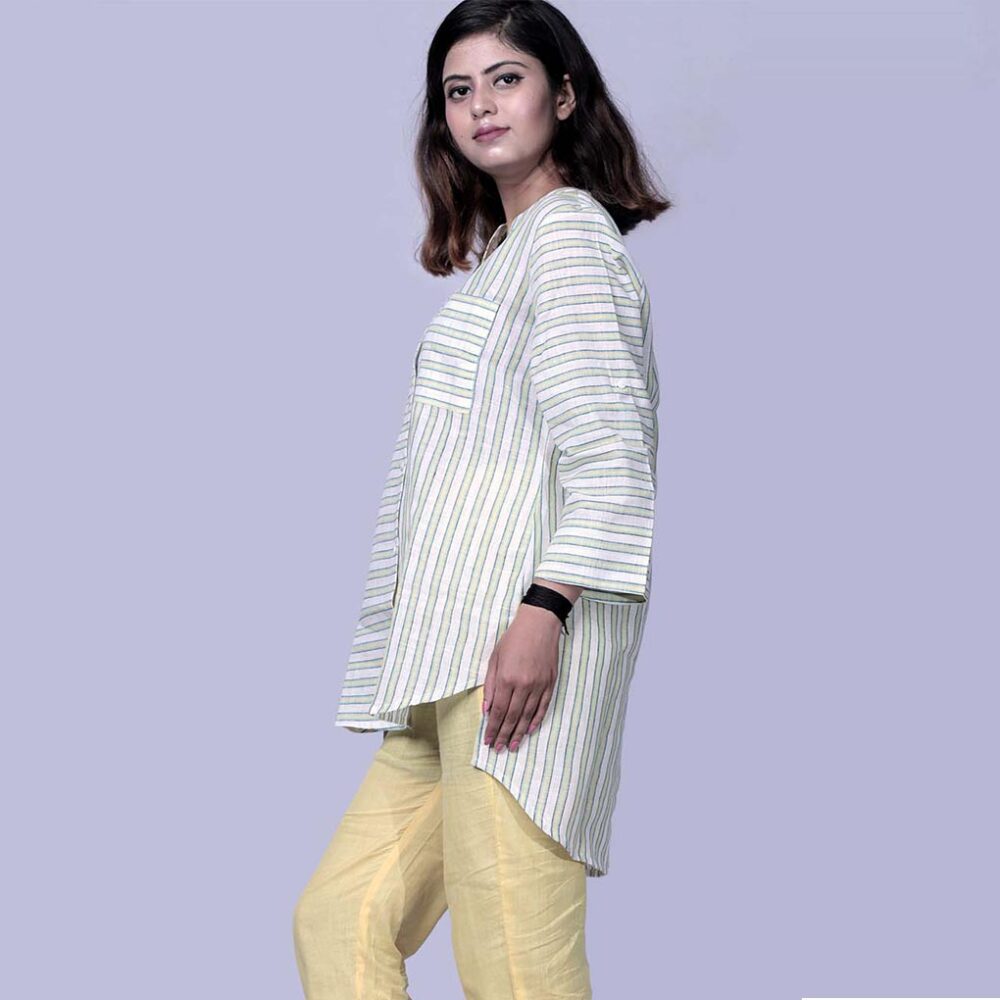 Handloom Designer Stripe Shirt - Image 2