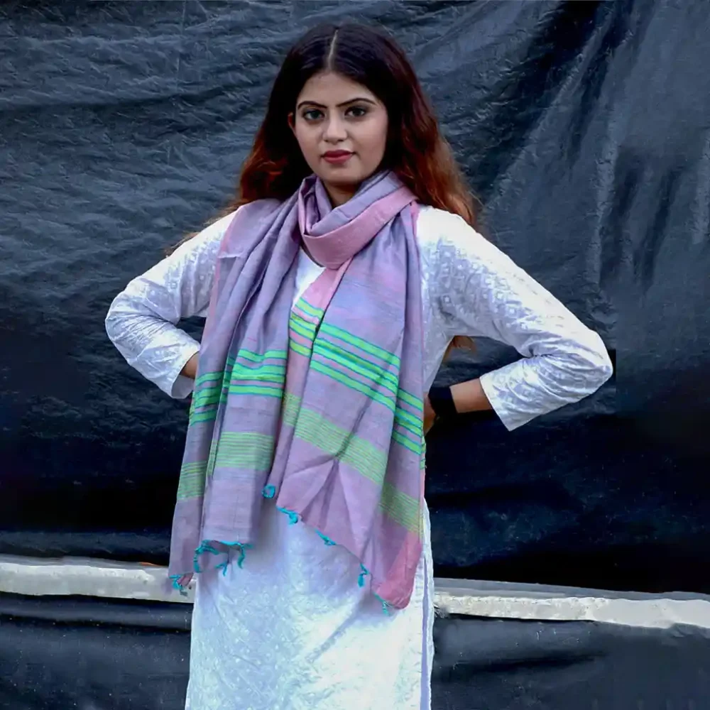 Silk Color Blocked Stole - Image 2
