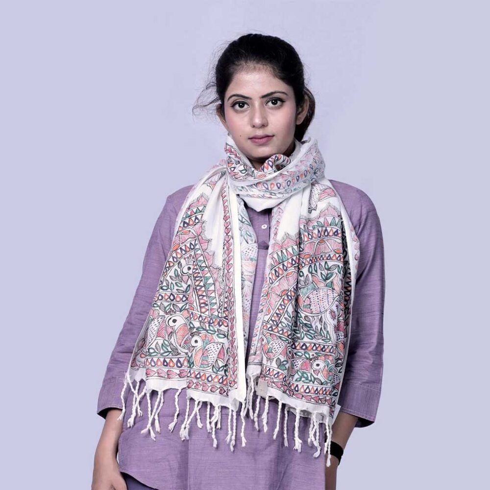 Cotton Handloom Madhubani Stole