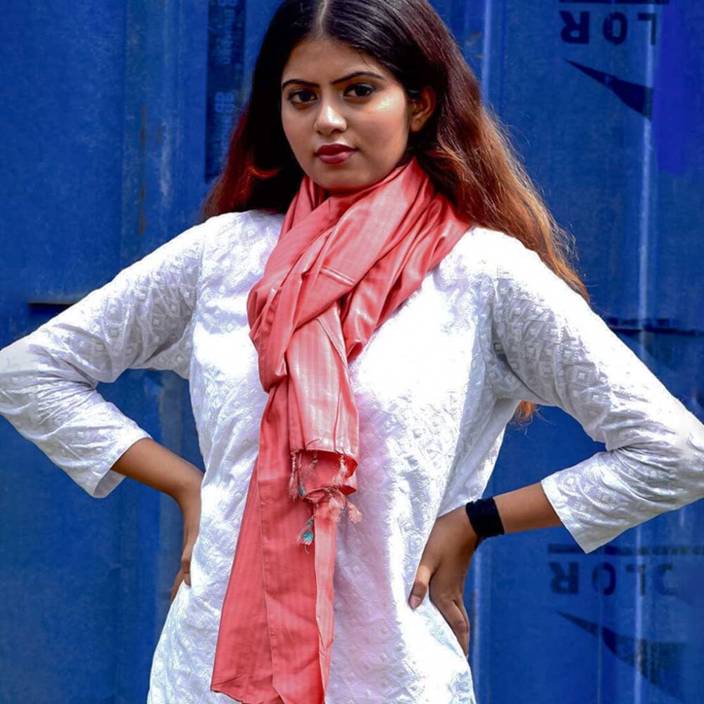 Handloom Red Silk Stole