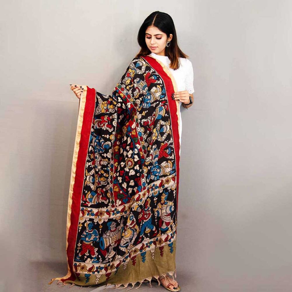 Kalamari Silk Human Motif Dupatta