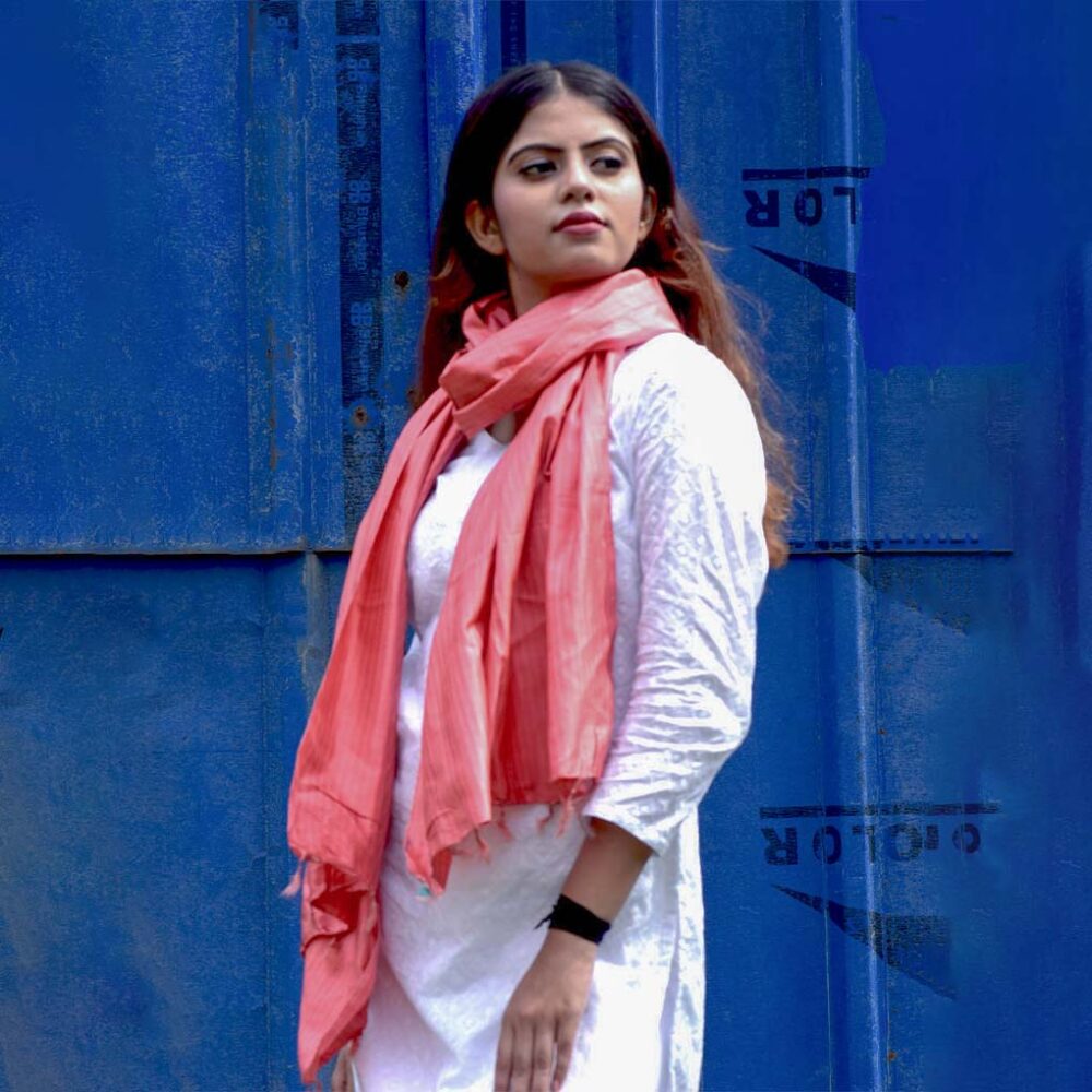 Handloom Red Silk Stole - Image 2
