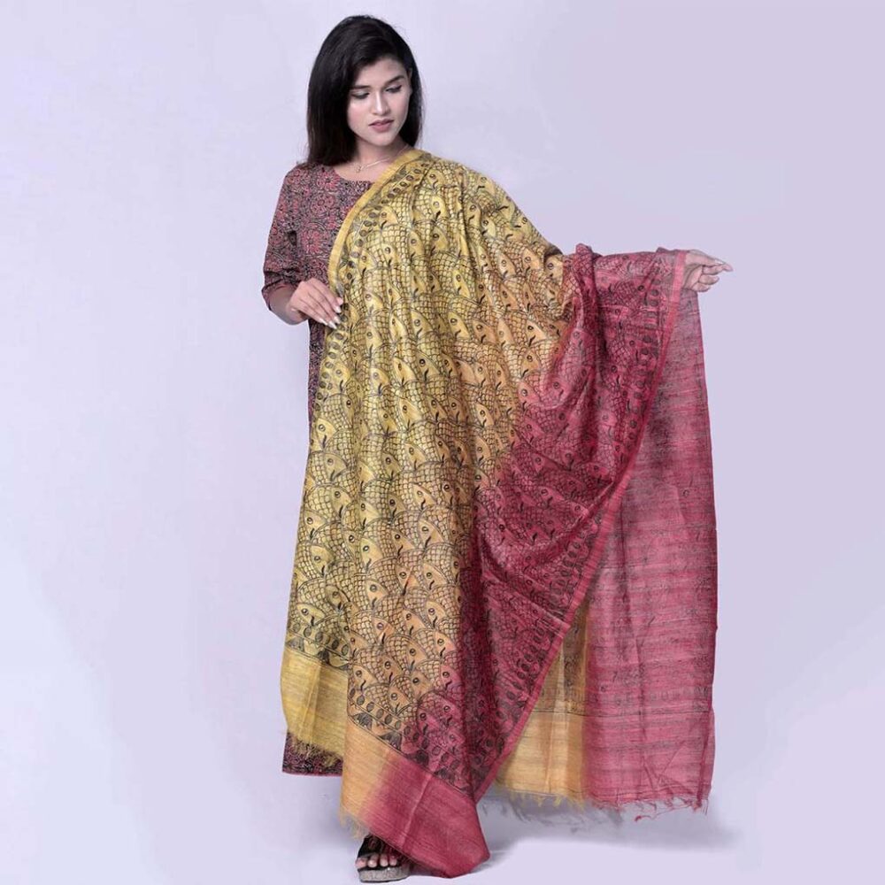 Madhubani Silk Ombre Dupatta