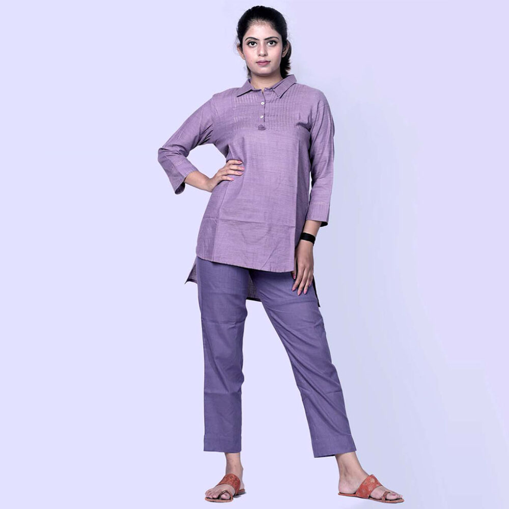 Pintuck Shirt Collar Top