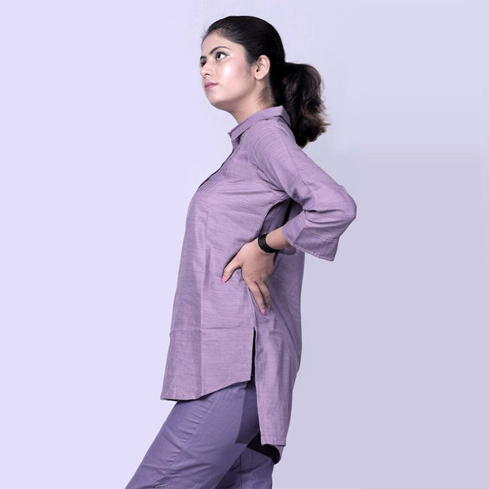 Pintuck Shirt Collar Top - Image 3