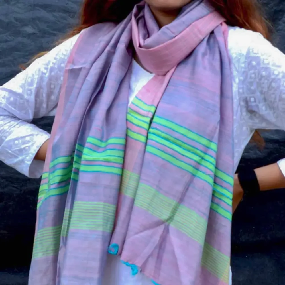 Silk Color Blocked Stole - Image 4