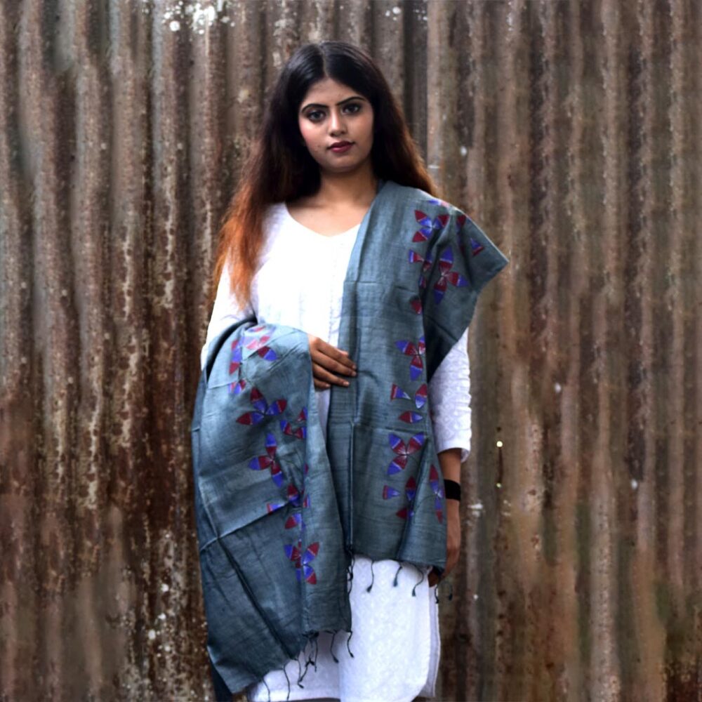 Silk Sohrai Floral Stole - Image 3