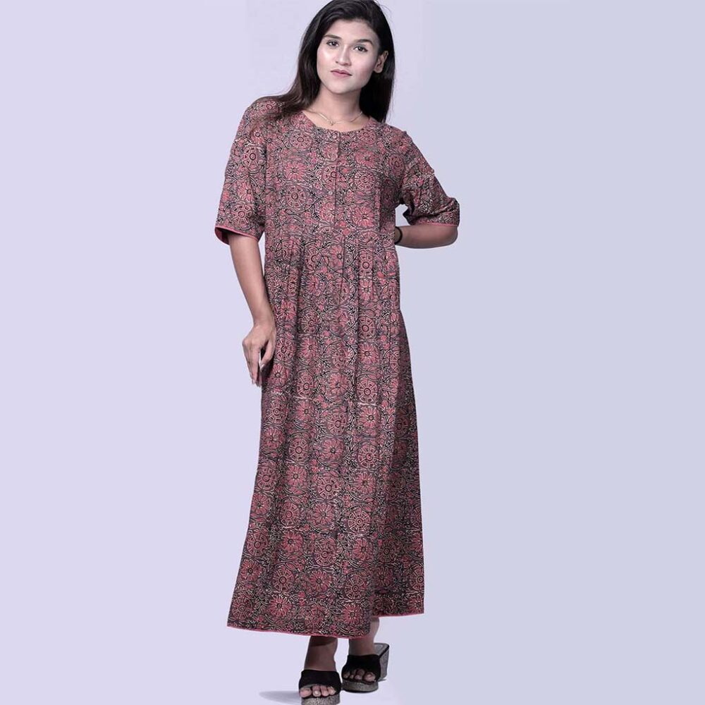 Block Printed Floral Dress