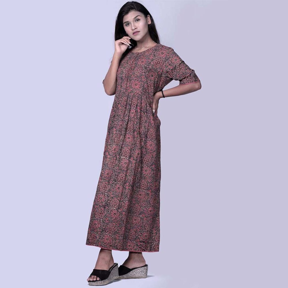 Block Printed Floral Dress - Image 2