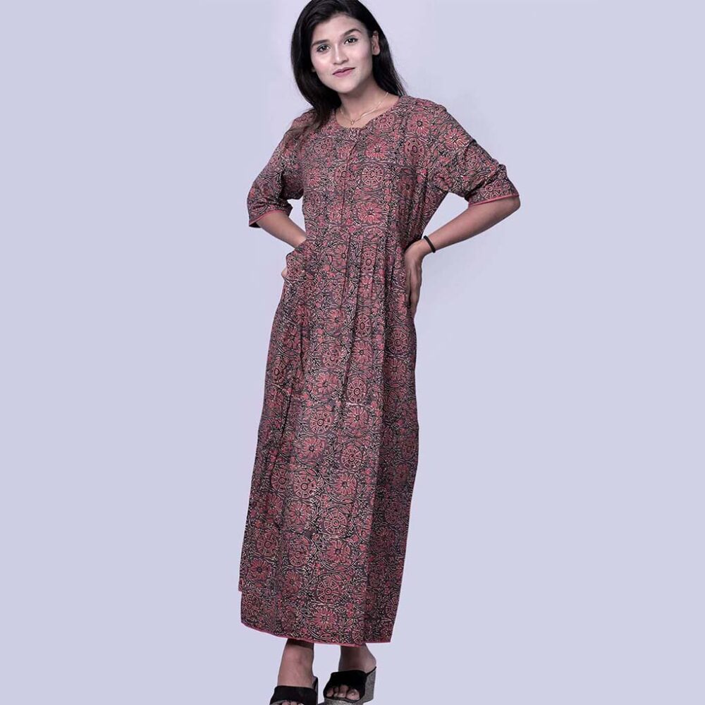 Block Printed Floral Dress - Image 3